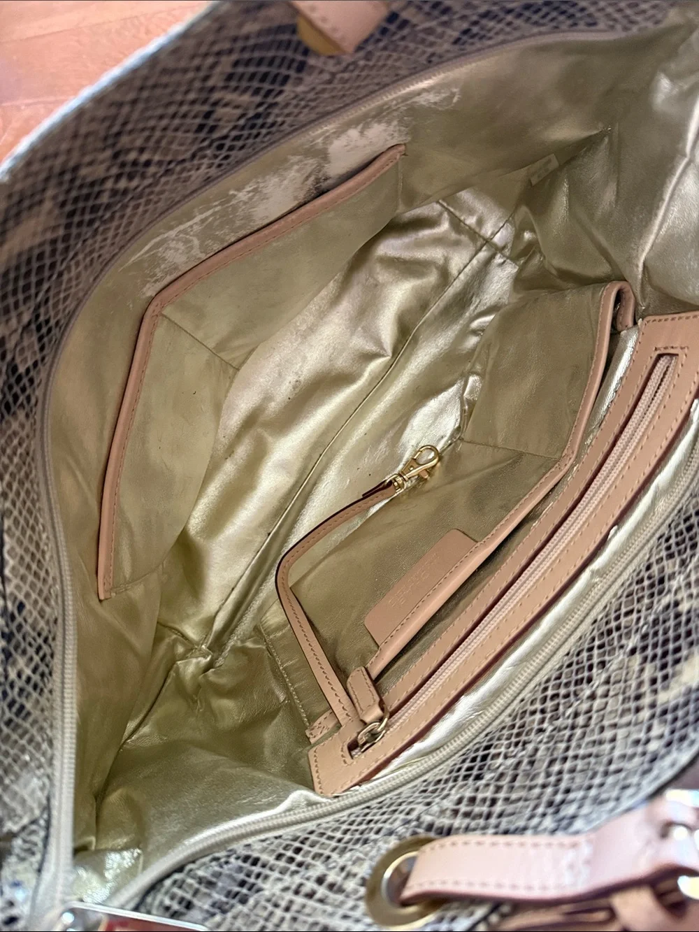 Michael Kors Snake-Print Tote in Beige and Taupe